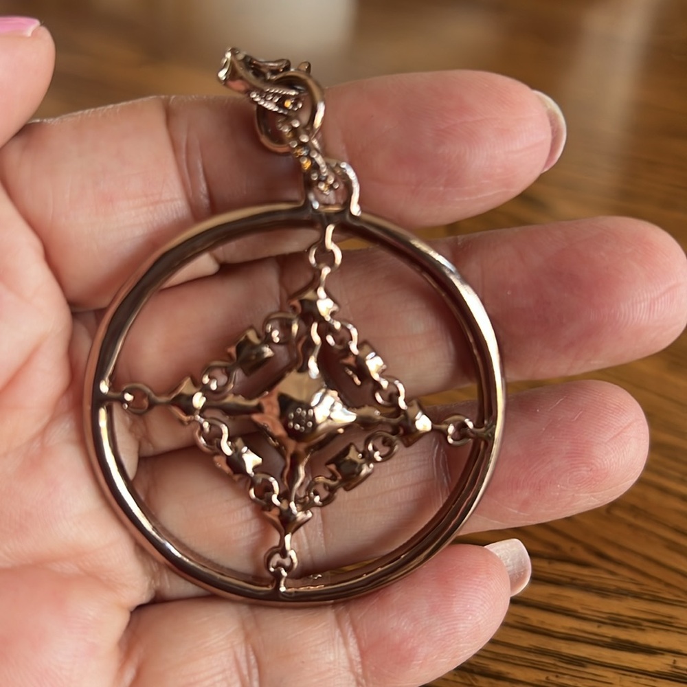 NWOTAuthentic Givenchy Necklace.Adjustable short/longRose color/Rhinestone Amber - Picture 8 of 10
